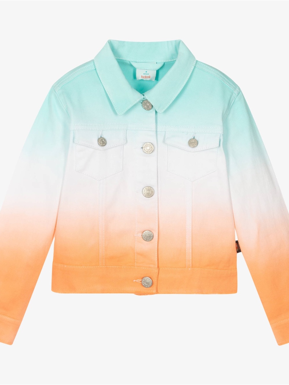 Boboli Mint, White & Orange Ombre Kids Denim Jacket